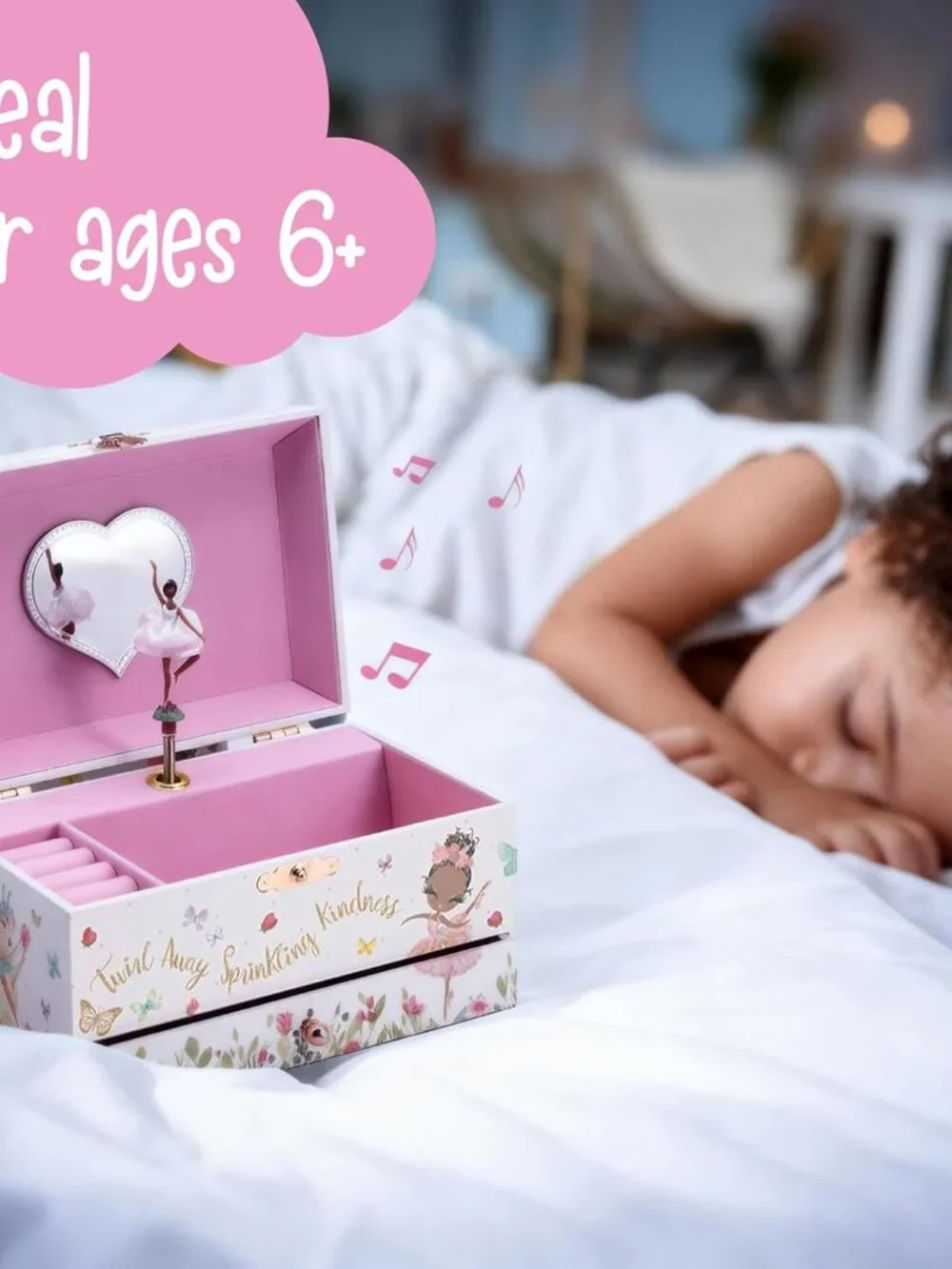 The Memory Building Co Black Ballerina Musical Jewelry Box Plays Classic Melody,